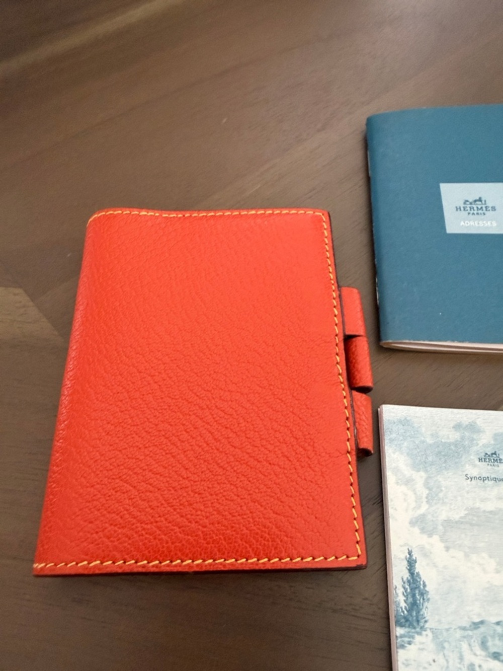Hermes Orange Leather Key & Card Holder